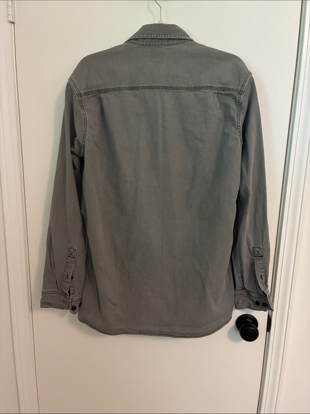 LL Bean Mens Regular Denim Shirt washed gray Long Sleeve Cotton - Picture 4 of 4